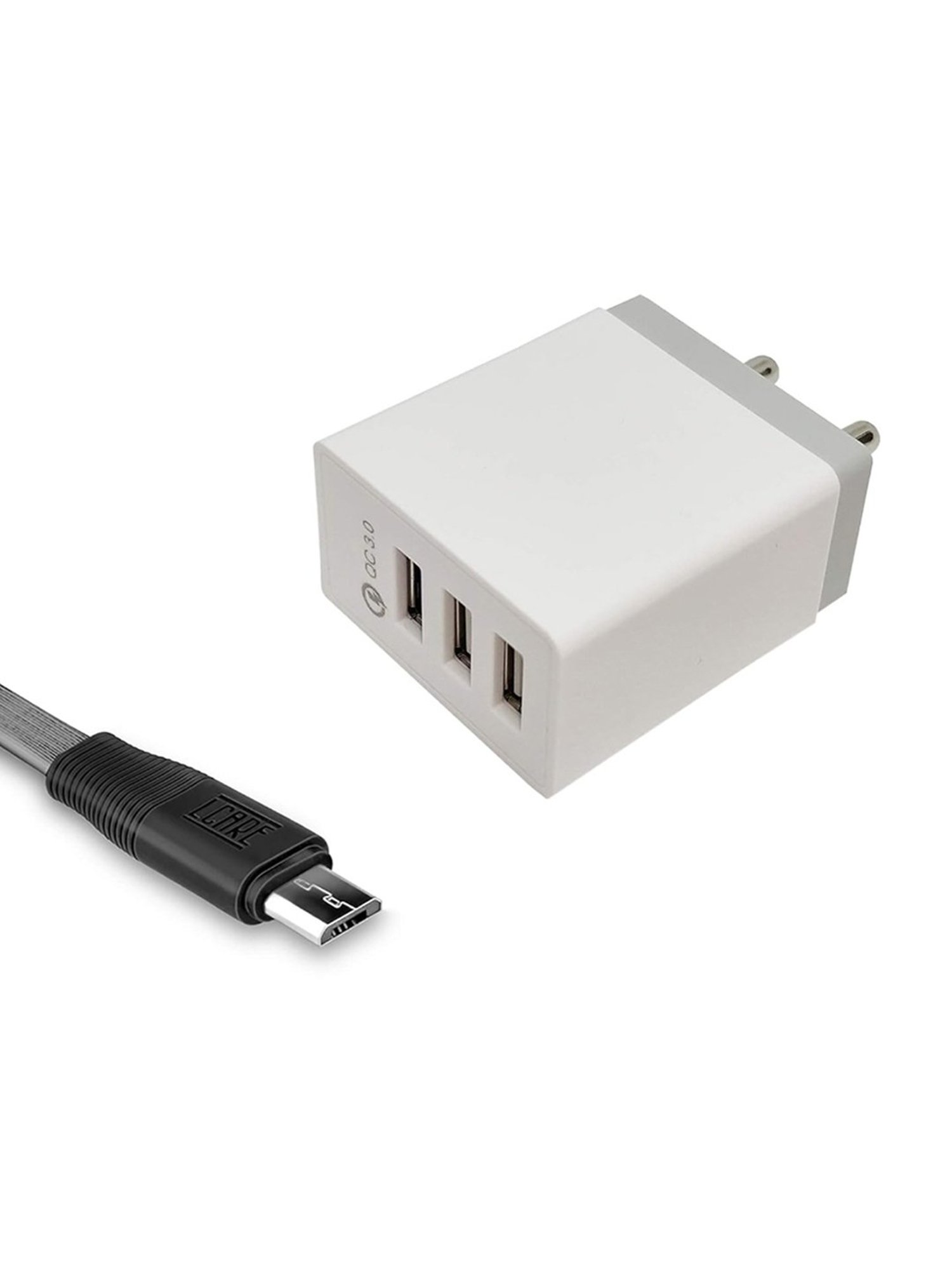 LCARE QC 3.0 USB 03 Port Charger and Type C Cable 1.2 Meter