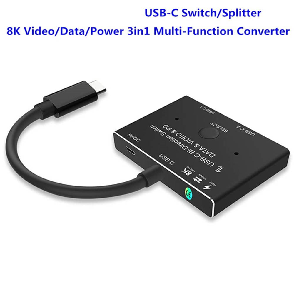 CableDeconn USB-C USB3.1 Type-C 8K Switch Bi-Direction Adapter 8K@30Hz 4K@120Hz Power Delivery 100w 10Gbps Data Transfer Multi-Function Splitter Converter Cable for Multiple USB-C Sources and Displays