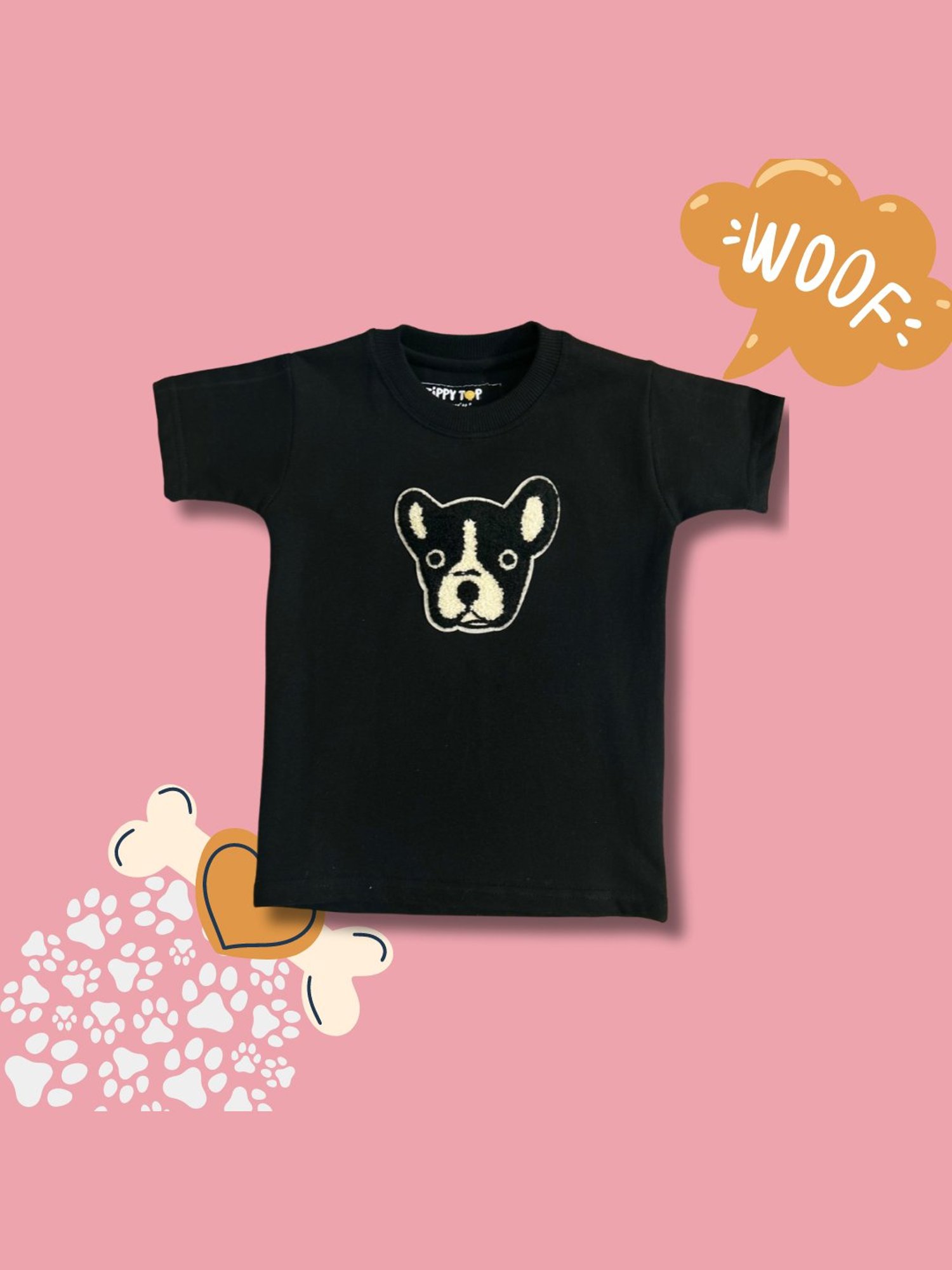 Tippy Top Kids Black Self Design T-Shirt