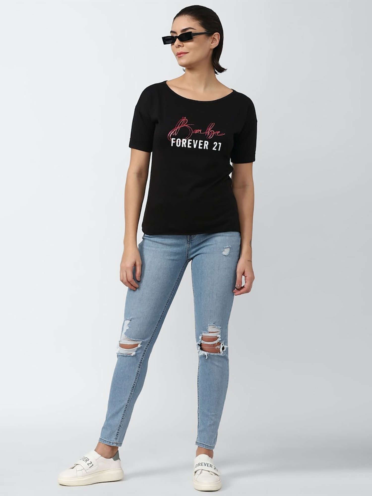 Forever 21 Black Graphic Print Top