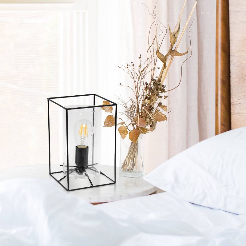 Framed Table Lamp with Cylinder Glass Shade Black - Lalia Home