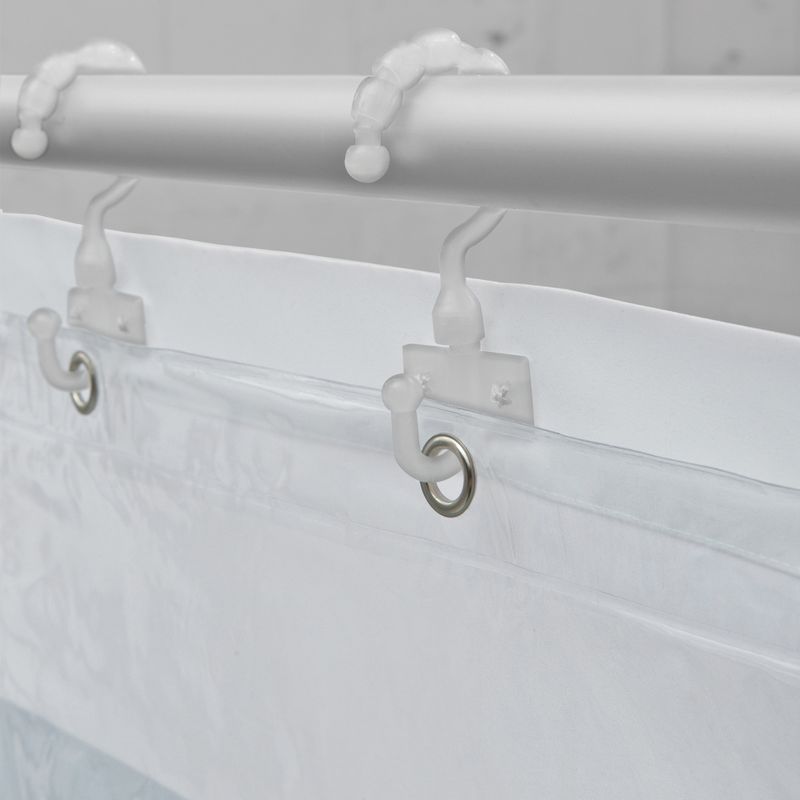 Smart Shower Curtains Porter Stripe Fabric With Attached Hooks Brown - Maytex