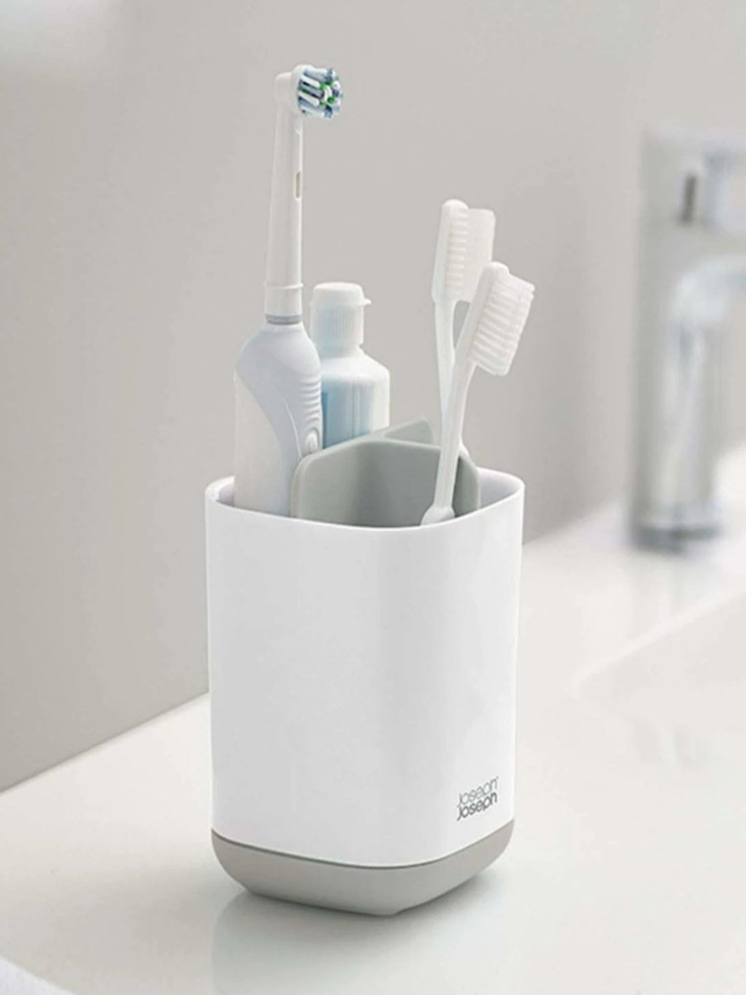 Joseph Joseph Grey & White Polypropylene Toothbrush Caddy