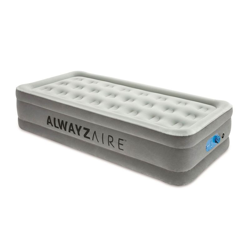 Bestway AlwayzAire Gray 18 Inch Raised Air Mattress Bed with Built-in Pump, Twin