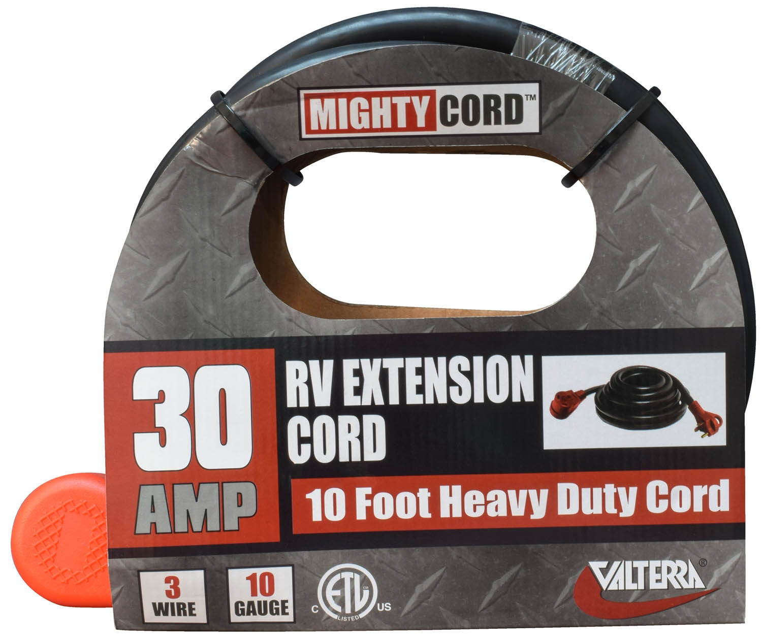 valterra a10-3010eh mighty cord 30 amp extension cord w/handle - 10', red
