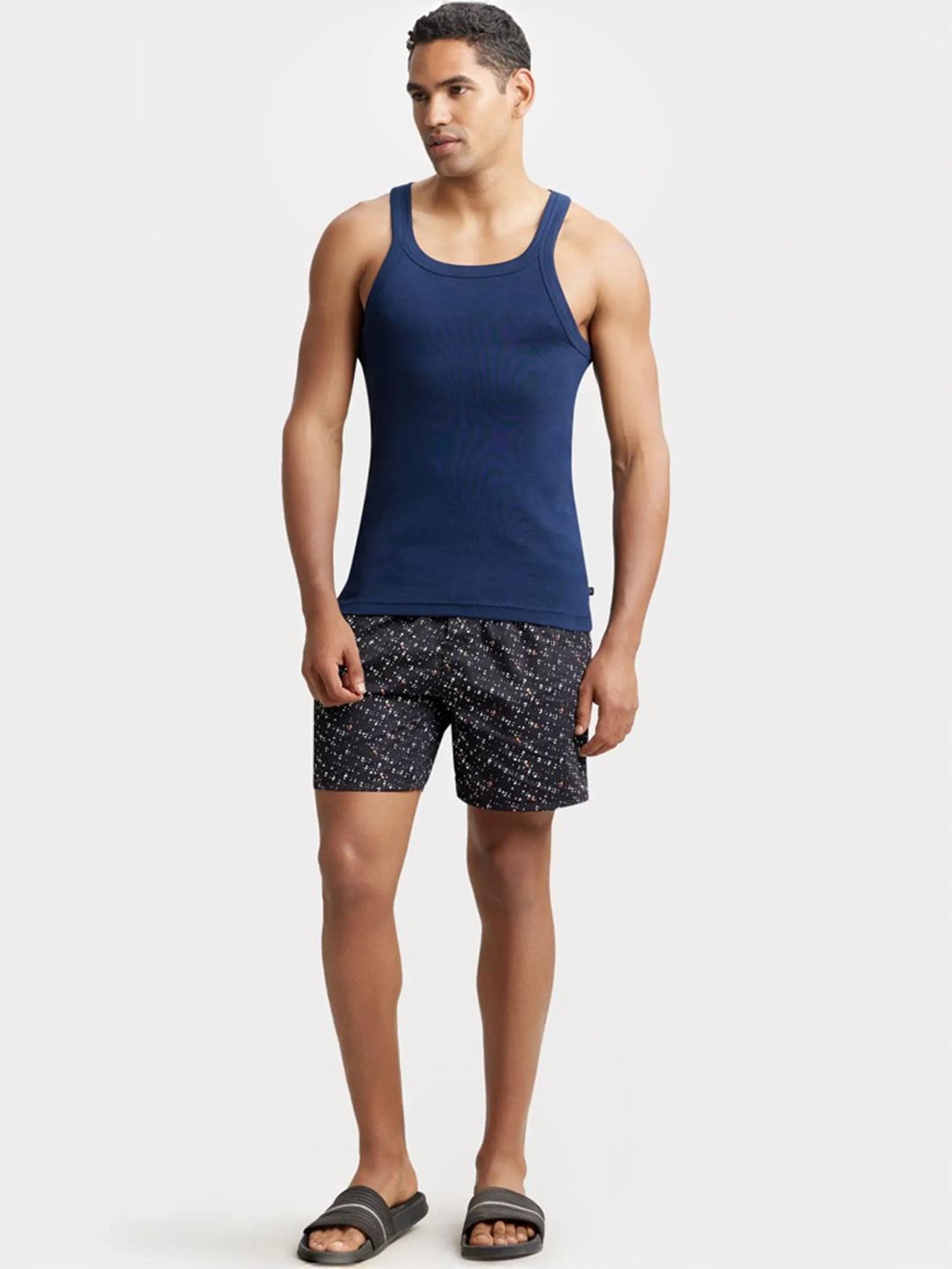 Cantabil Navy Blue Cotton Regular Fit Vest