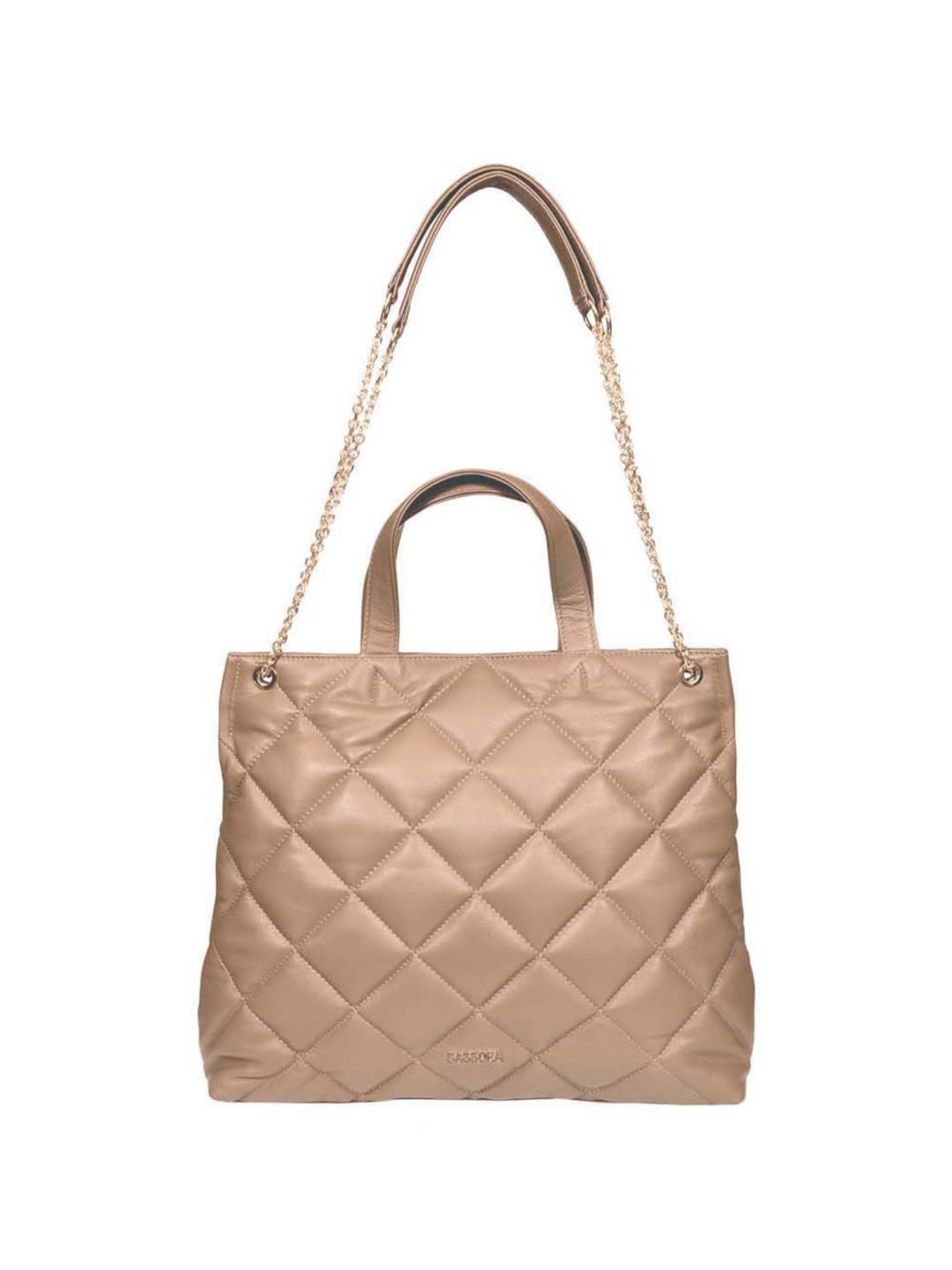 SASSORA Khaki Quilted Large Shoulder Bag