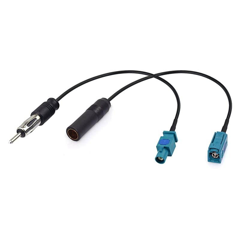Universal Vehicle Car Stereo FM AM Radio Antenna Adapter Cable (2-Pack) Fakra Z Male Female to DIN Plug Connector Cable for Car Stereo Audio HD Radio Head Unit CD Media Player Receiver