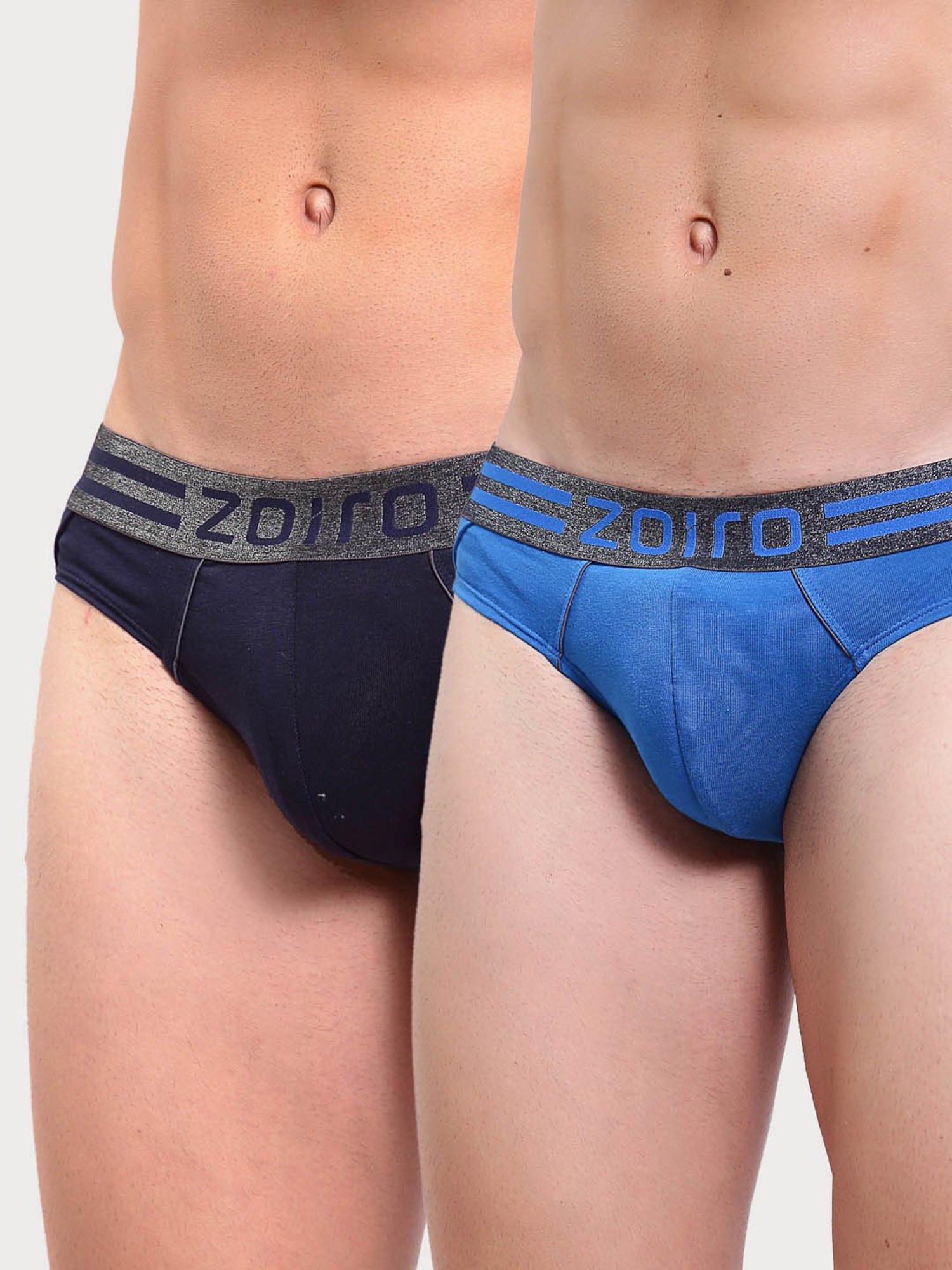 Zoiro Sky Diver & Navy Regular Fit Briefs - Pack Of 2