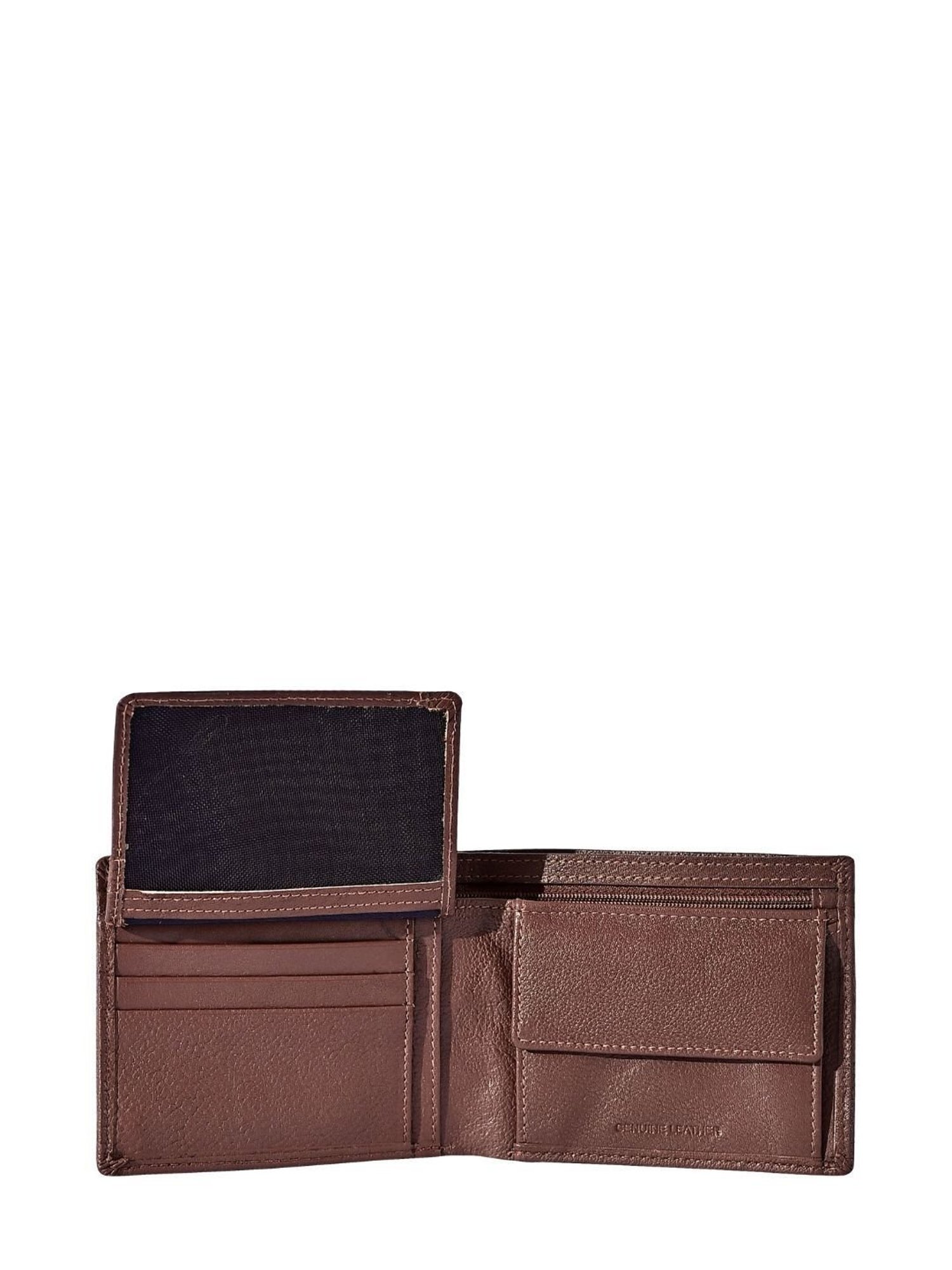 Eske Cole Brown Textured Leather Bi-Fold Wallet for Men