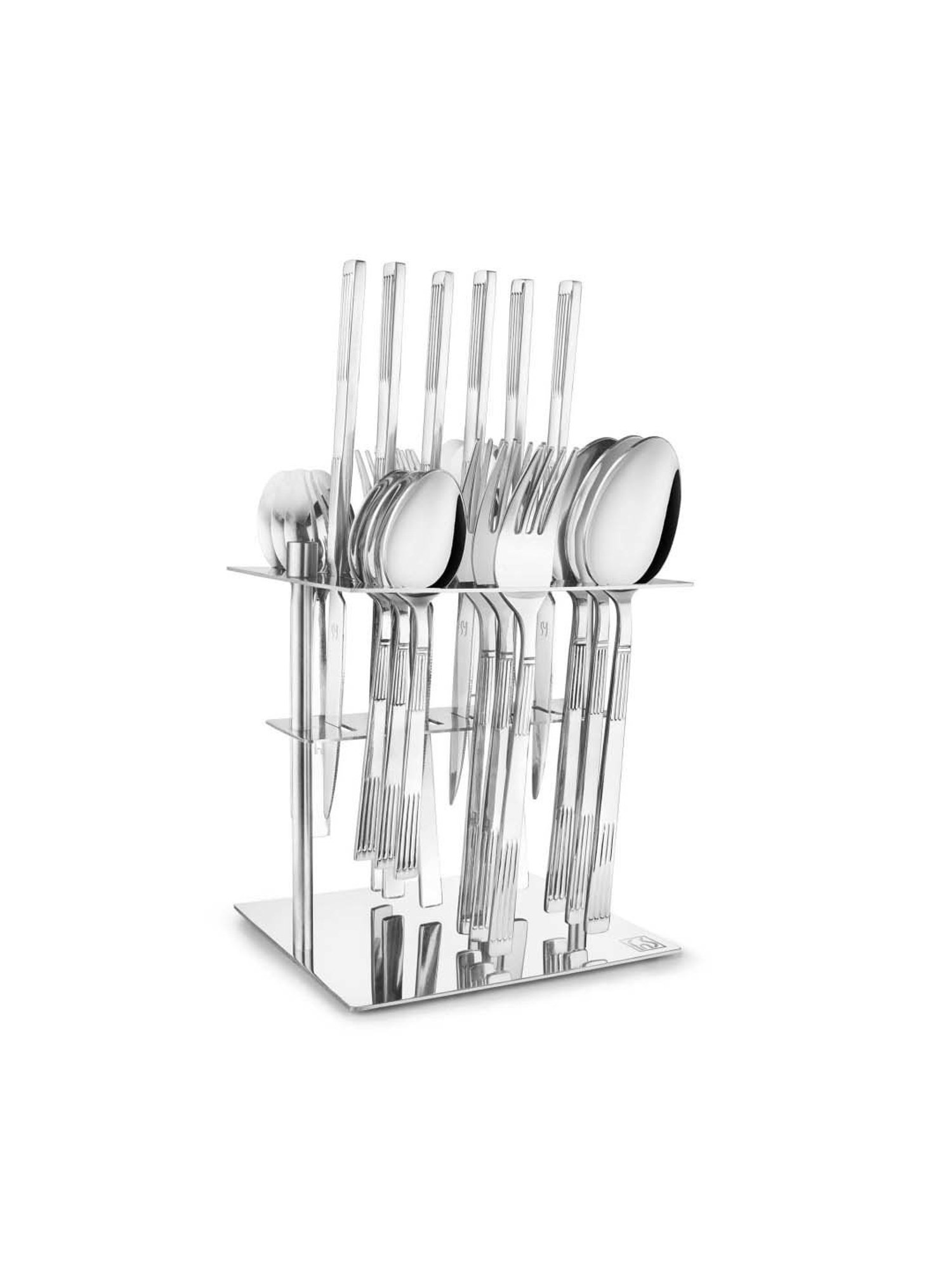 FnS Ignis Silver Stainless Steel Cutlery - Set of 24