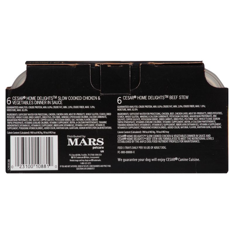 Cesar Home Delights Beef Stew & Chicken & Vegetables Dinner Wet Dog Food - 3.5oz/12ct Variety Pack