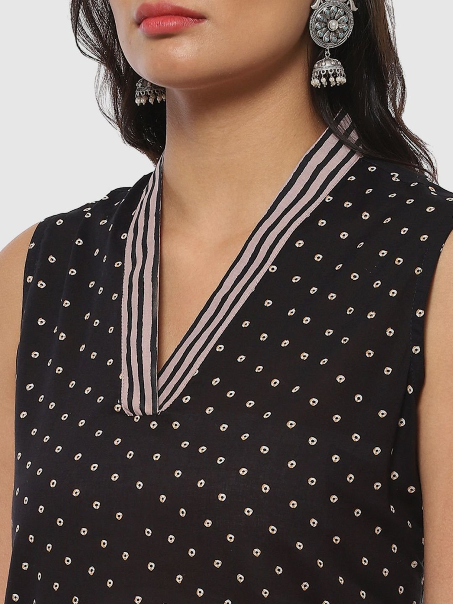 Biba Black & White Cotton Printed Kurta Salwar Set With Dupatta