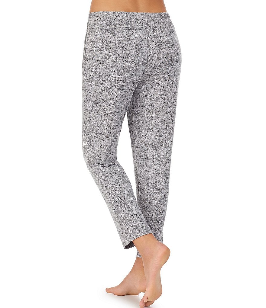 Donna Karan Solid Marled Knit Cropped Drawstring Sleep Pants