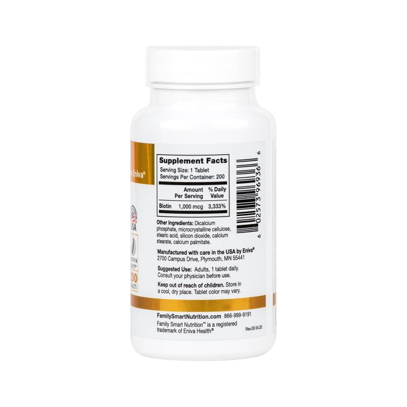 Family Smart Nutrition Biotin 1000mcg Tablets - 200ct