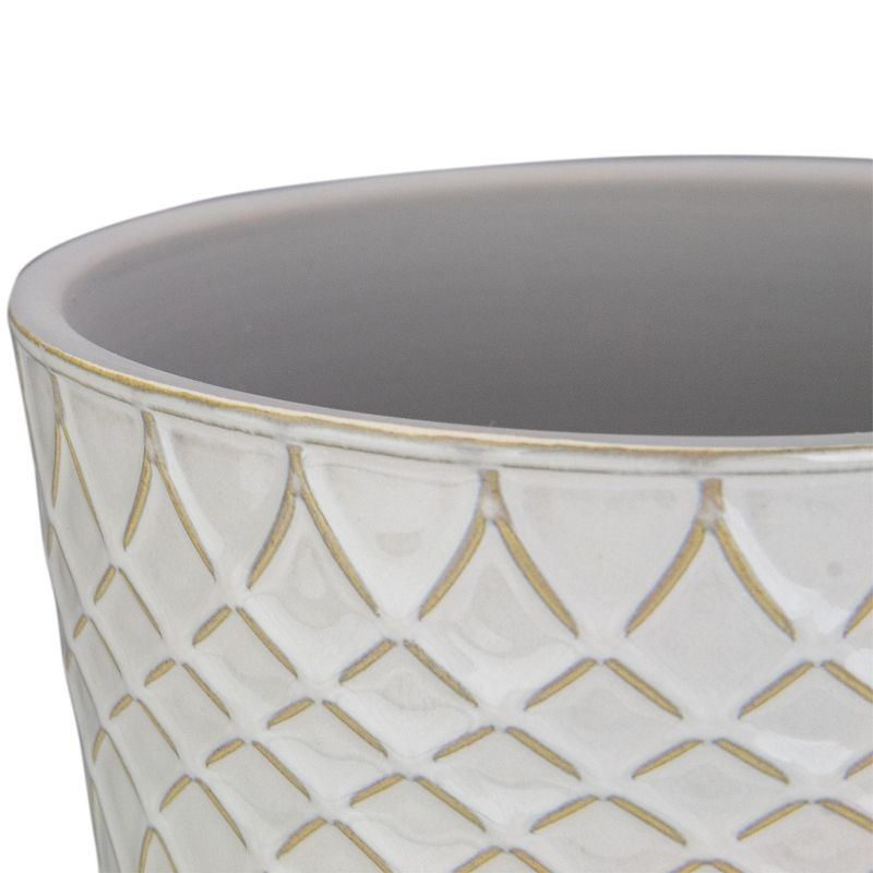 Napa Home & Garden Set of 2 Cream Geometric Patterned Planters 6.5"