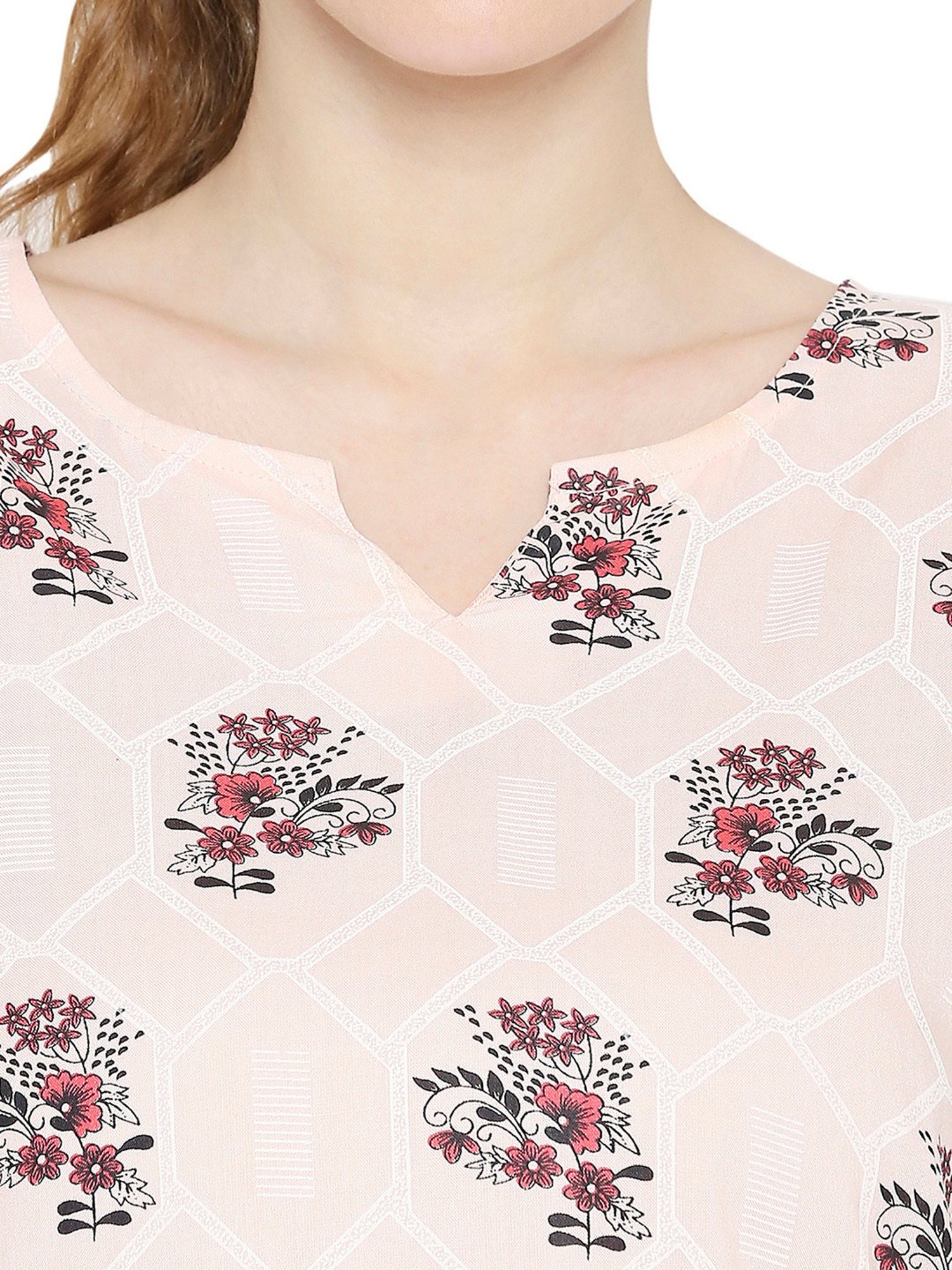 Smarty Pants Light Pink & Grey Cotton Floral Top With Pyjamas