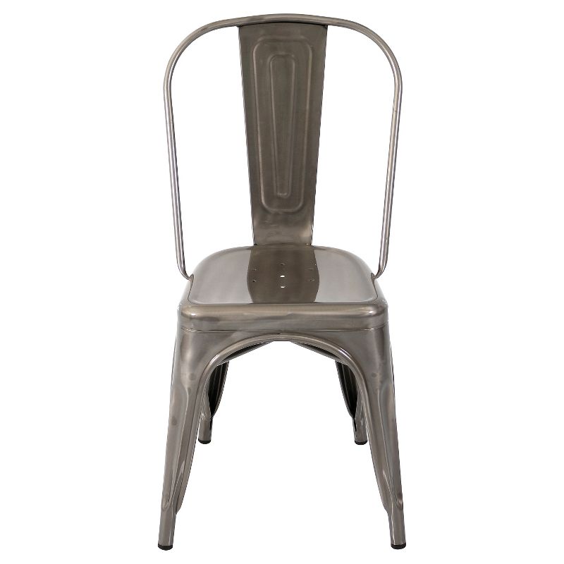 Set of 2 Oregon Industrial Dining Chair Metal/Silver Gloss - LumiSource