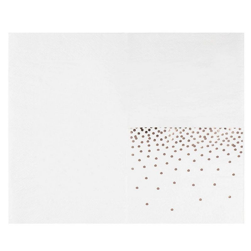 Juvale 100-Pack Disposable Paper Napkins 5" Rose Gold Foil Polka Dot Confetti, Wedding Party Supplies