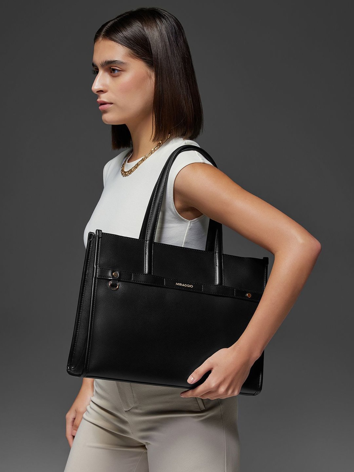 Miraggio Marcy Black Large Tote Bag