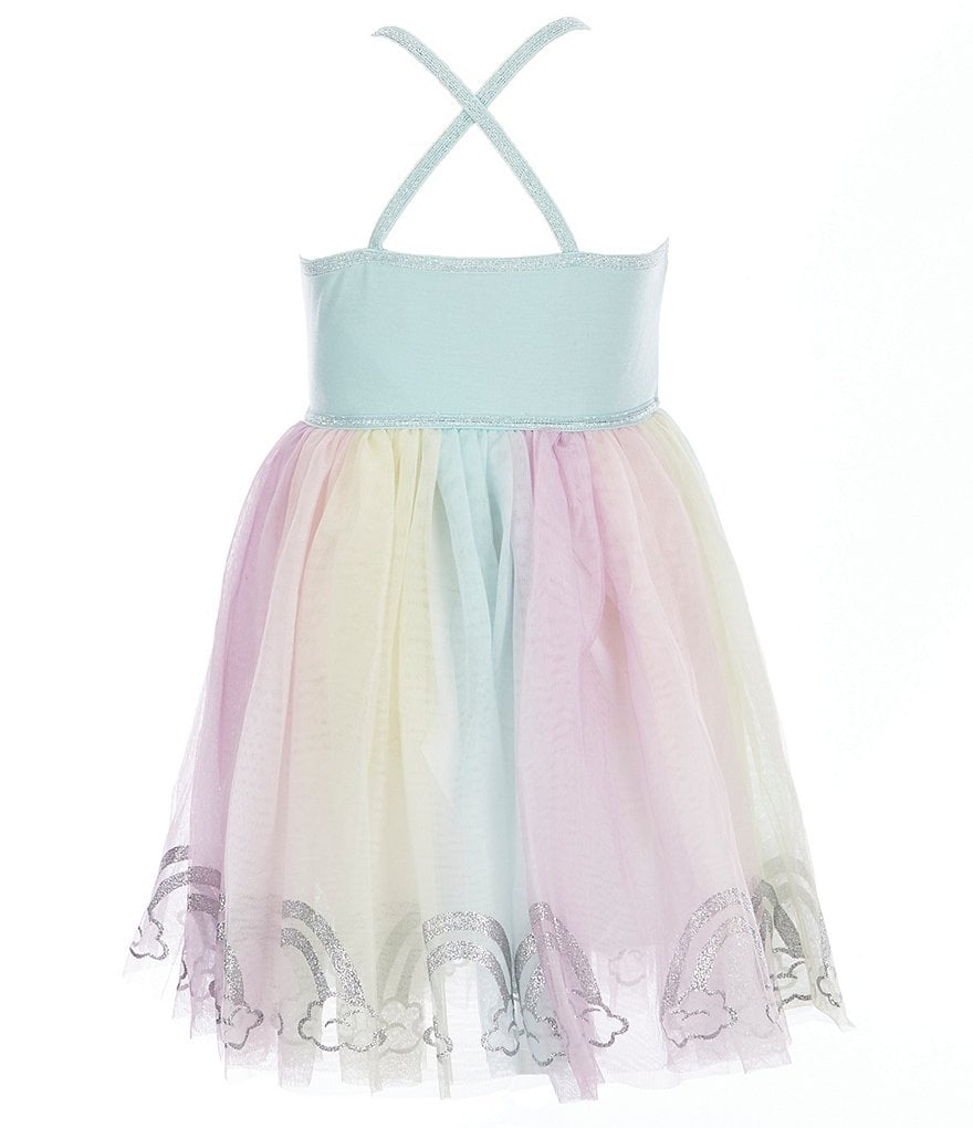 Zunie Little Girls 2T-6 Sleeveless Rainbow Border Mesh Tutu Fit-and-Flare Dress