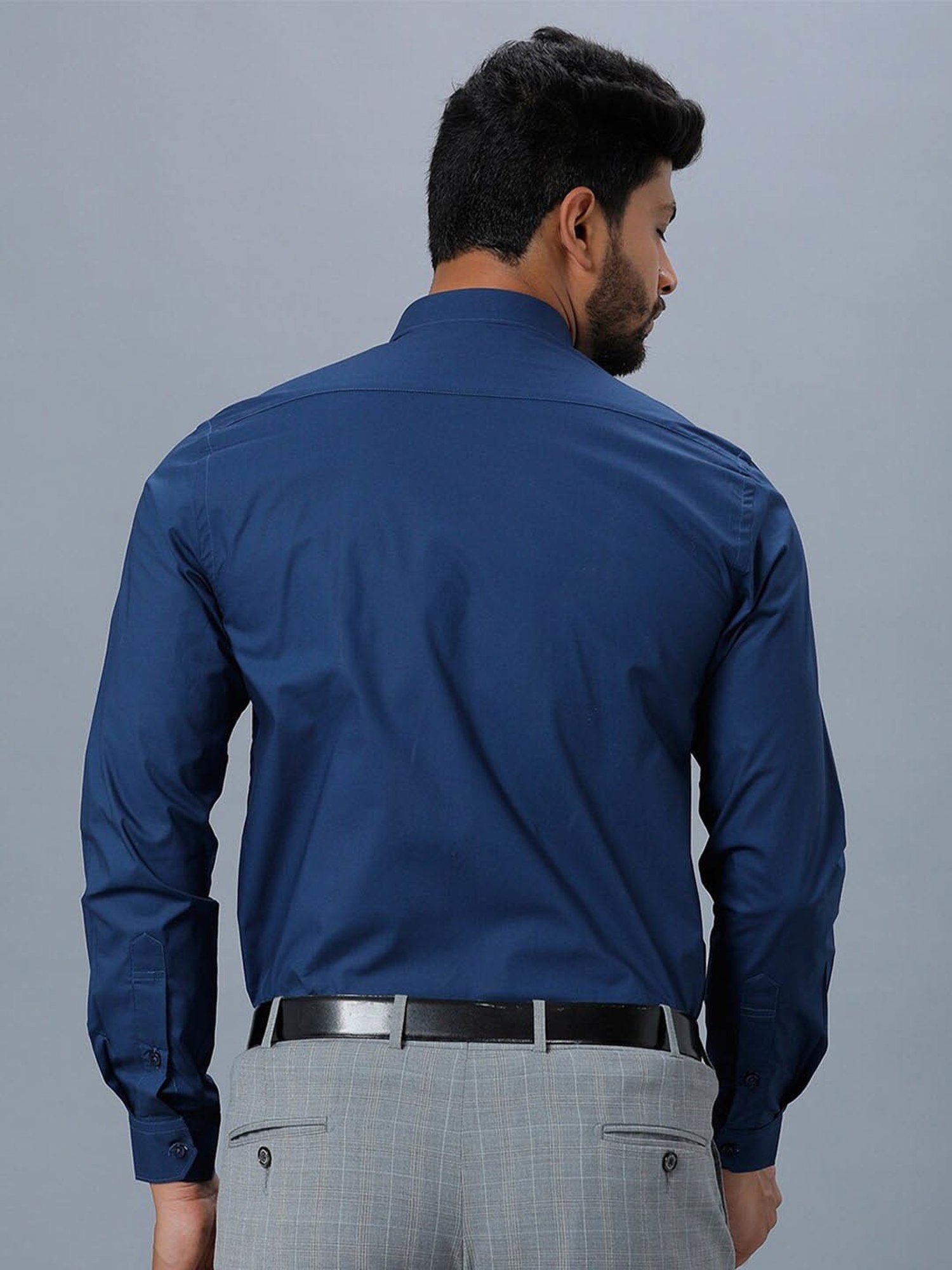 Ramraj Navy Cotton Regular Fit Shirt