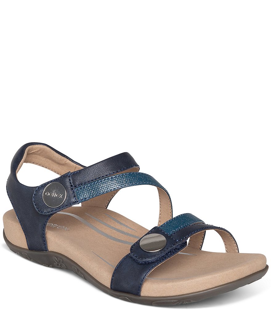 Aetrex Jess Colorblock Strappy Banded Wedge Sandals