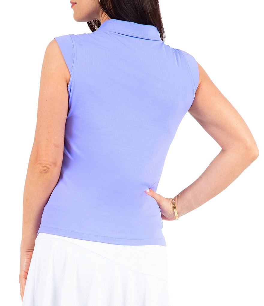 IBKUL Essential Solid Sleeveless Point Collar Polo Top