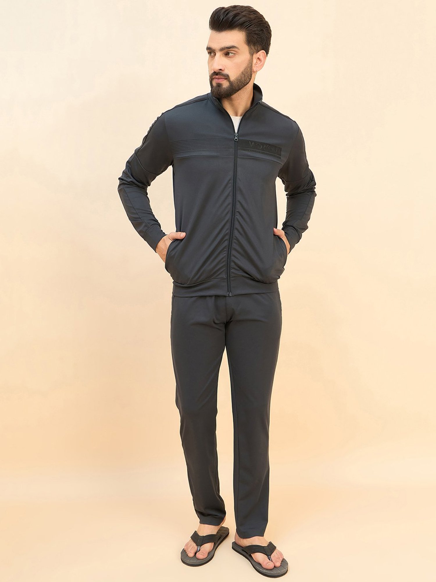 Vimal Jonney Light Mud Cotton Regular Fit Tracksuit