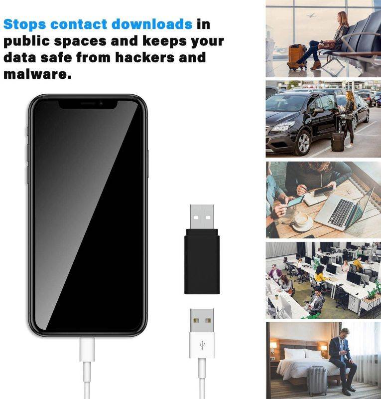 Eyebloc Databloc USB Data Blocker - Charge Only Adapter to Block Data and Stop Syncing for Smartphones and Tablets, Quick Charge Compatible (2 Pack, Black)