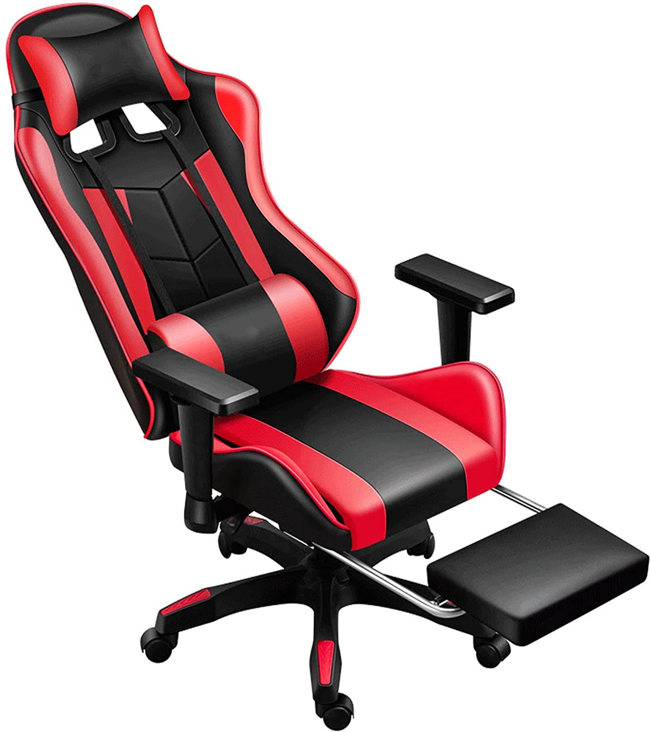 Weekan Gaming Chair Pu Leather Ergonomic Desk Racing Chair Height Adjustable Office Recliner With Removable Headrest Pillow and Massage Lumbar Cushion,Gray