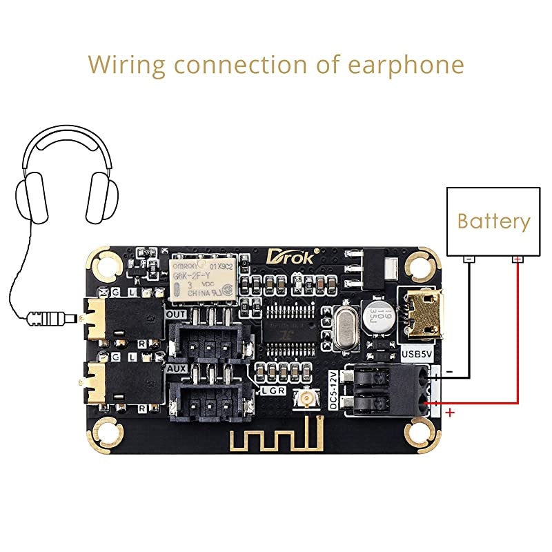 Bluetooth Board  Audio Receiver Bluetooth Module DC 5V24V 12v Portable Wireless Electronics Stereo Music Receive Circuit Chip with Micro USB Port for Headphone Speaker Home Sound System DIY