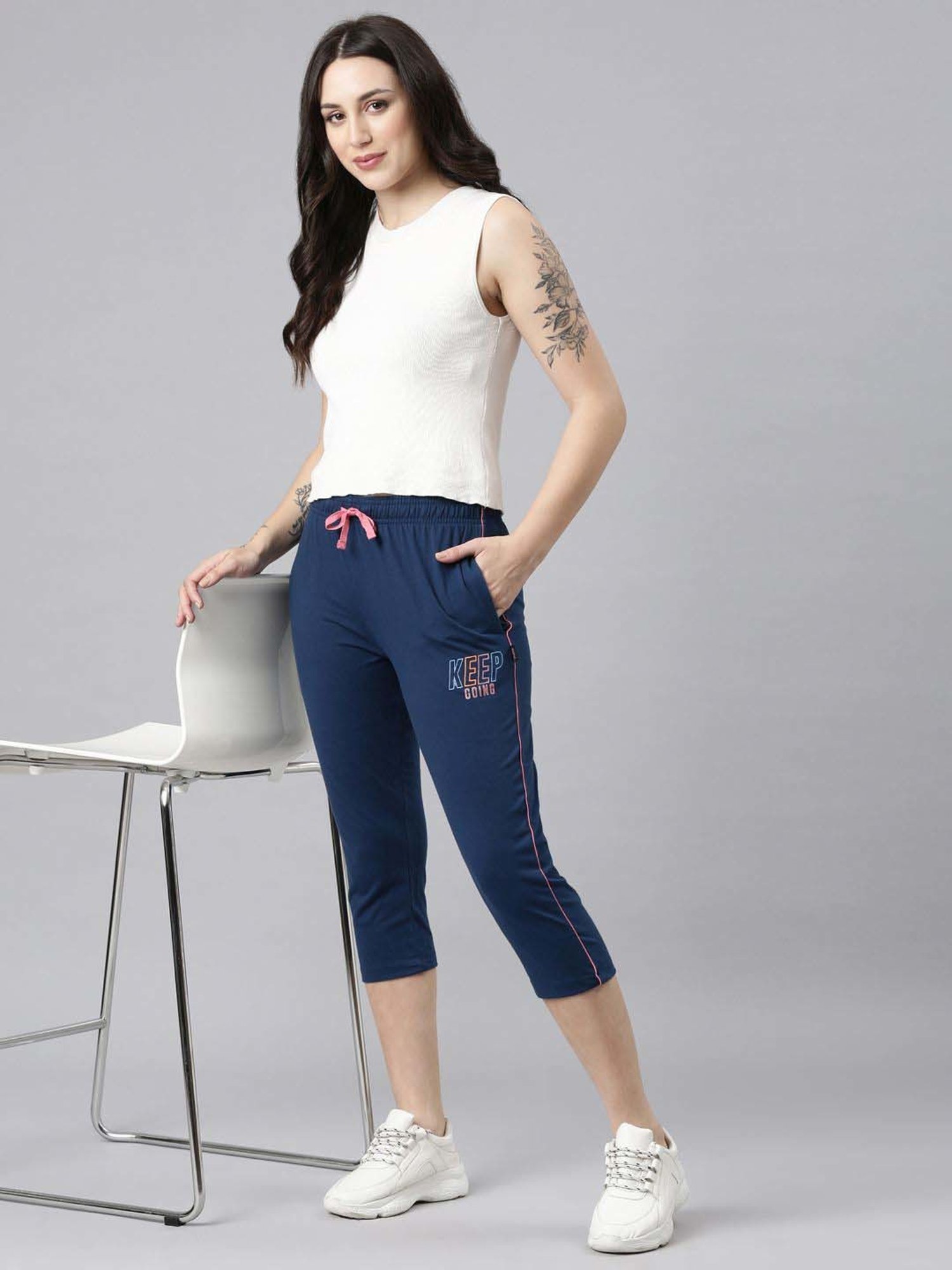 Dixcy Slimz Navy Cotton Graphic Print Capris
