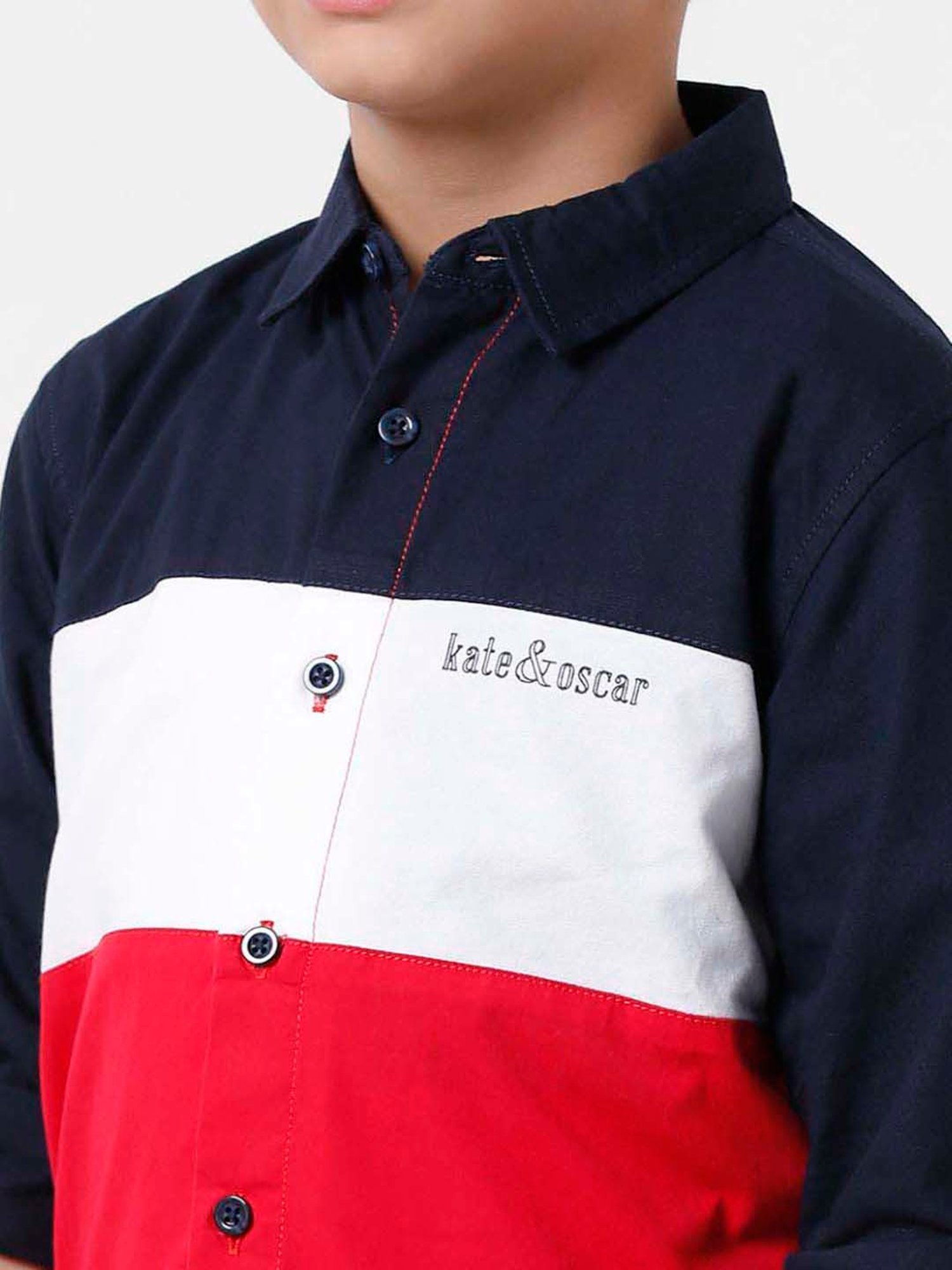 Kate & Oscar Kids Multicolor Cotton Color Block Full Sleeves Shirt