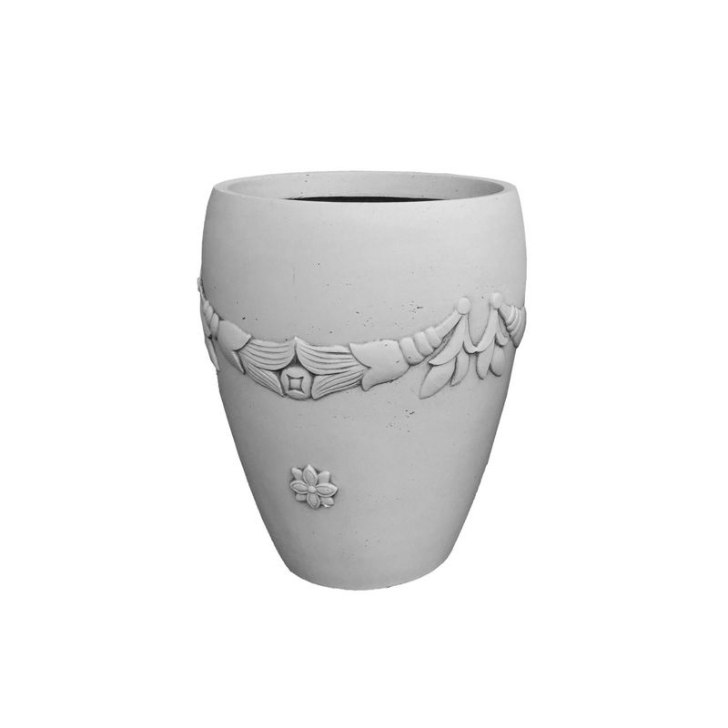 12.2" Kante Lightweight Classic Oval Flower Garland Planter Light Gray - Rosemead Home & Garden, Inc.