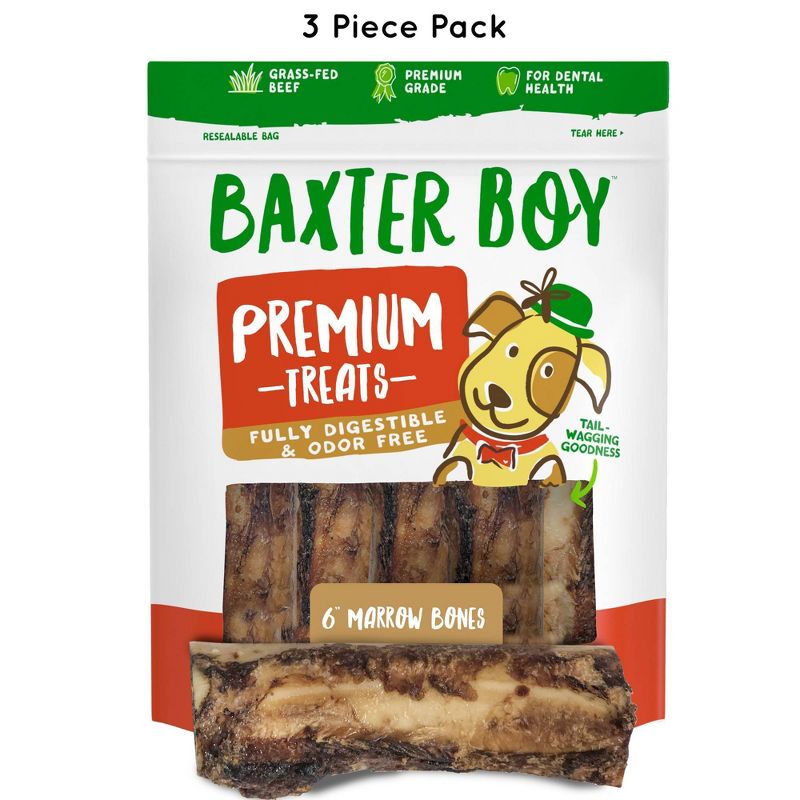 Baxter Boy 6" Marrow Bone Beef Dog Treats - 3pk