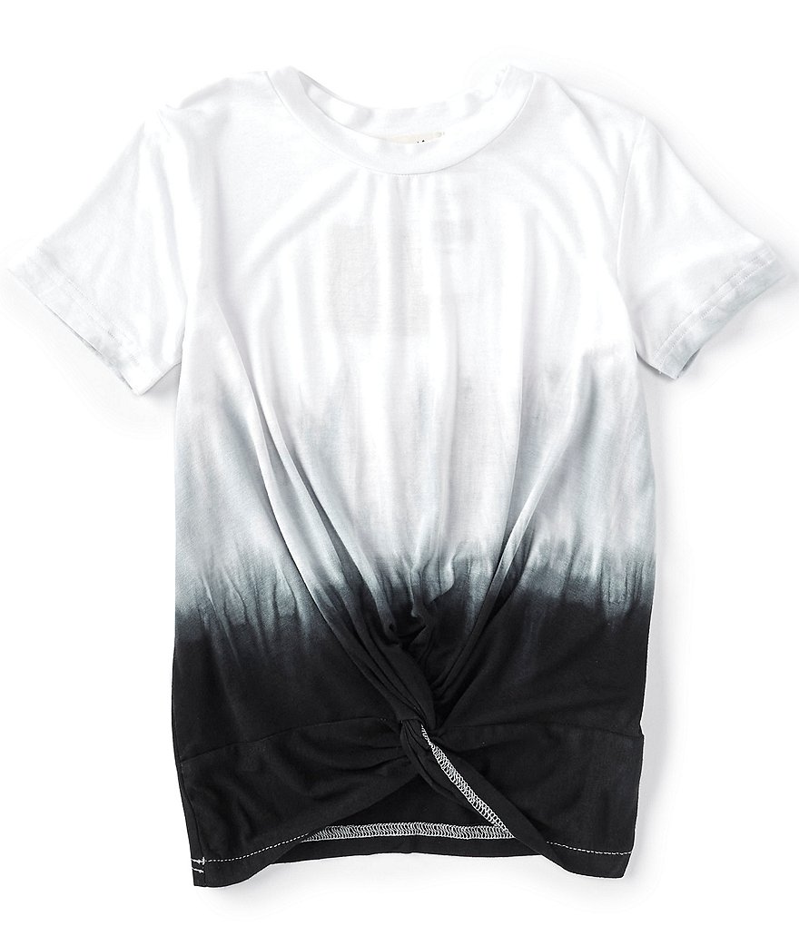Angie Big Girls 7-14 Short-Sleeve Dip-Dye Twist-Front Tee