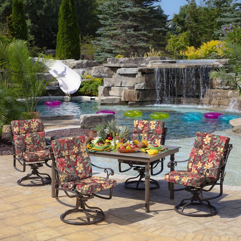Clarissa Tropical Cartridge Outdoor Chair Cushion Ruby - Arden Selections