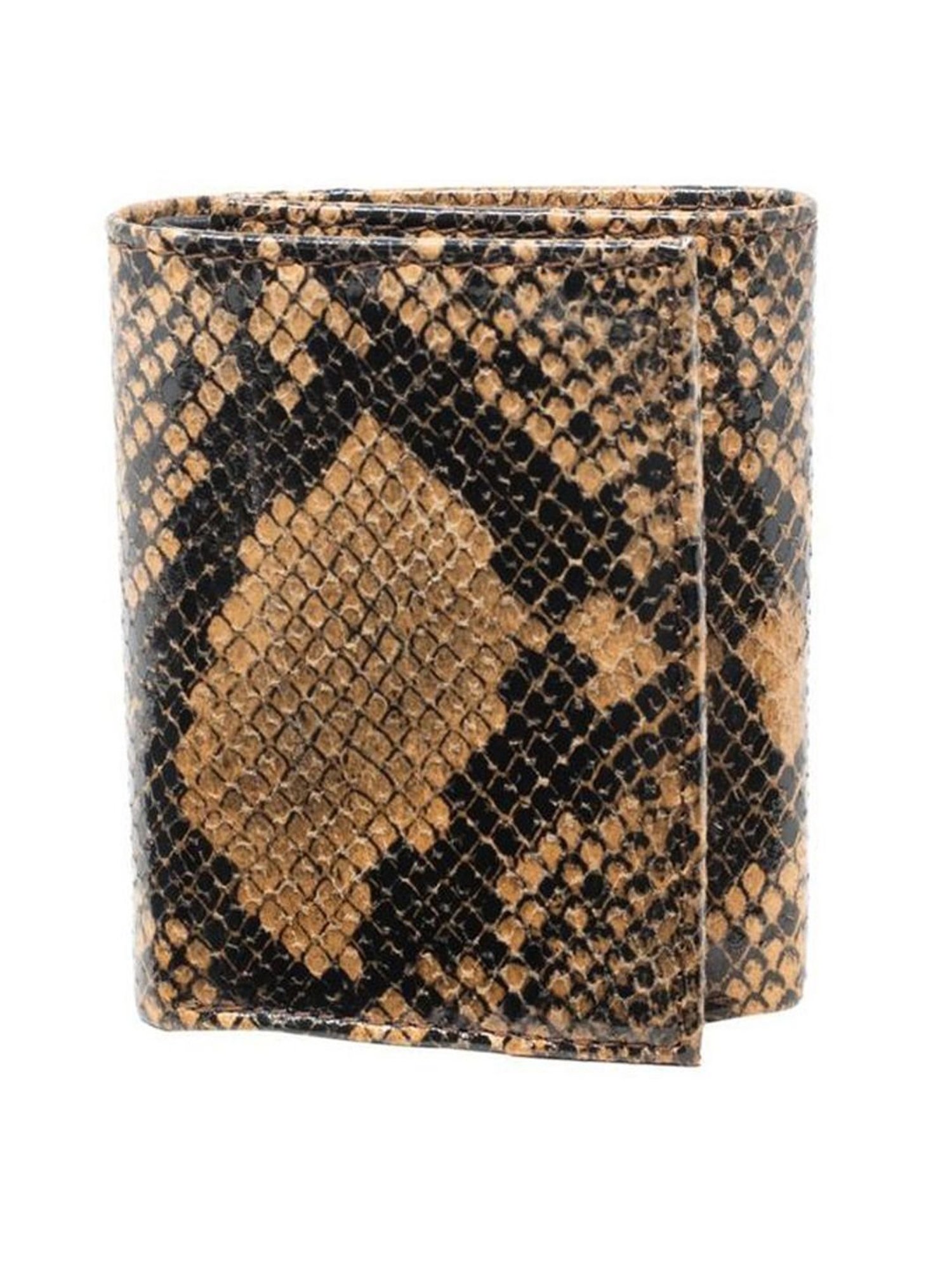 Tohl Beige Casual Leather Tri-Fold Wallet for Men