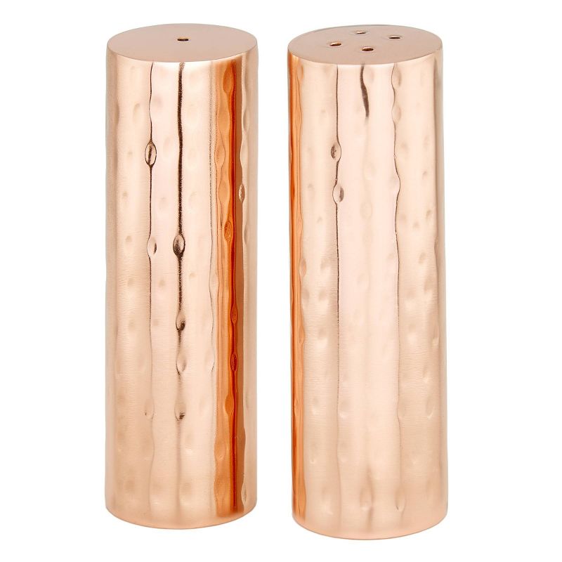 Old Dutch 2pc Copper Hammered Cylindrical Salt and Pepper Shaker Set