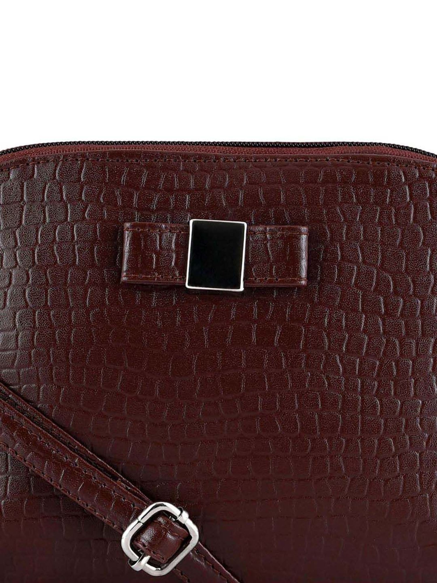 Toteteca Brown Textured Medium Sling Handbag