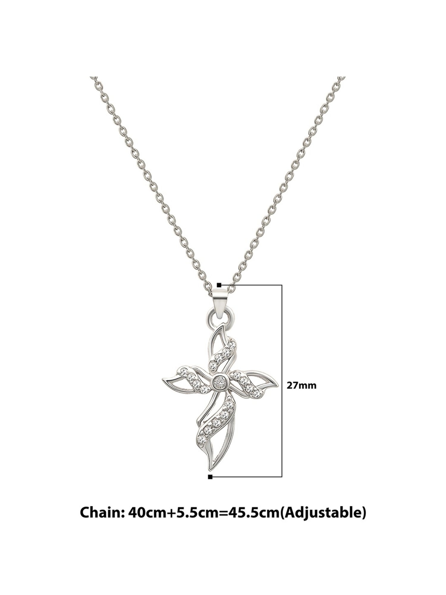 Silberry 92.5 Sterling Silver Divine Cross Pendant with Chain