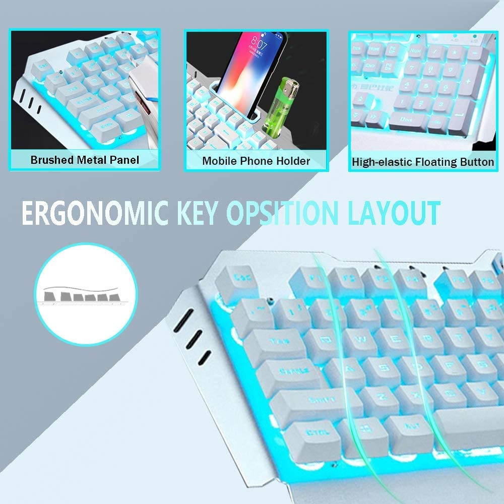 Wireless Gaming Keyboard And Mouse Set, Rechargable Backlit Mechanical Feel Waterproof Metal Panel Keyboard Mouse for Laptop PC Gamer