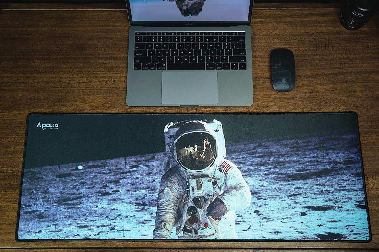 Apollo Gaming Mouse Pad, Large NASA Astronaut Space Design Microfiber Mousepad, 31.5&times;11.8&times;0.12in, Large XXL Extended Desk Mat. Computer Keyboard Mouse Mat Mousepad for Office/Gaming/Home
