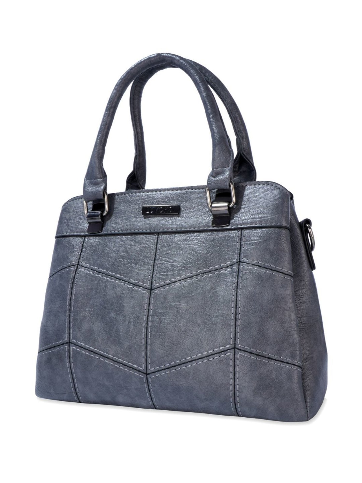 Luvoksi Grey Textured Large Satchel Handbag