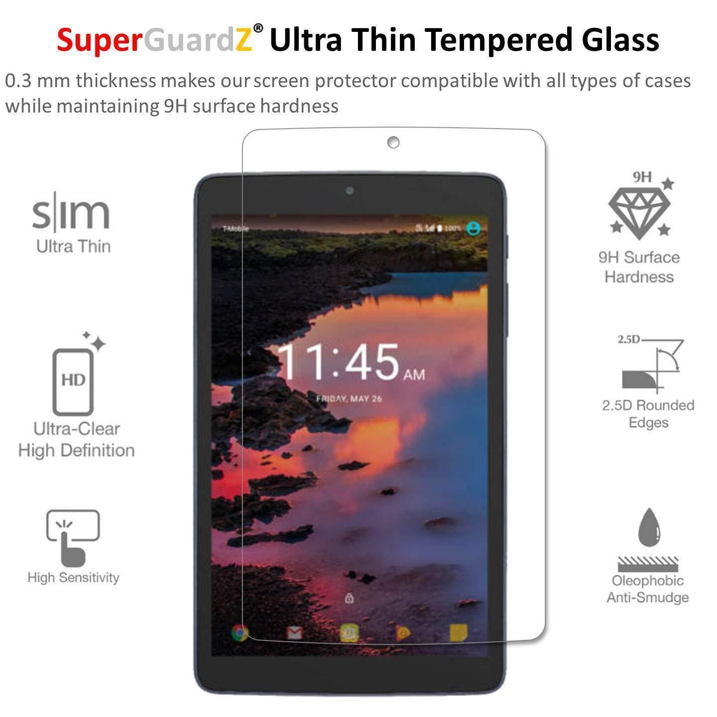 Alcatel A30 Tablet Screen Protector [Tempered Glass], SuperGuardZ, 9H, 0.3mm, 2.5D Round Edge, Anti-Scratch, Anti-Bubble [Lifetime Replacement] + LED Stylus Pen