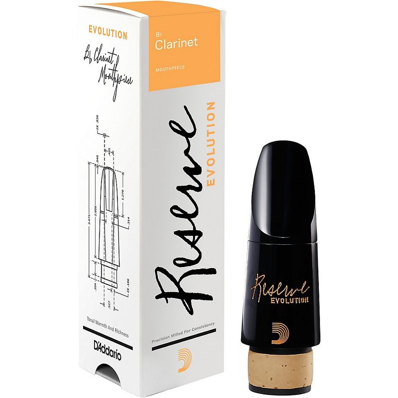 D'Addario Woodwinds Reserve Evolution Mouthpieces - Bb Clarinet - E 1.08mm, Medium-Long Facing, European Pitch 442Hz 1.08 mm Black