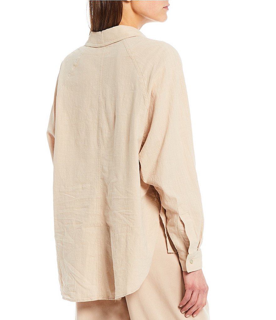 Every Woven Long Sleeve Coordinating Button Front Top