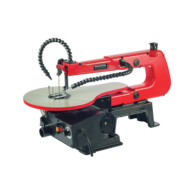 General International BT8007 Variable Speed 16 Inch Scroll Saw with Flexible LED Work Light, Flexi Sawdust Blower, and 1.25" Dust Collection Port, Red