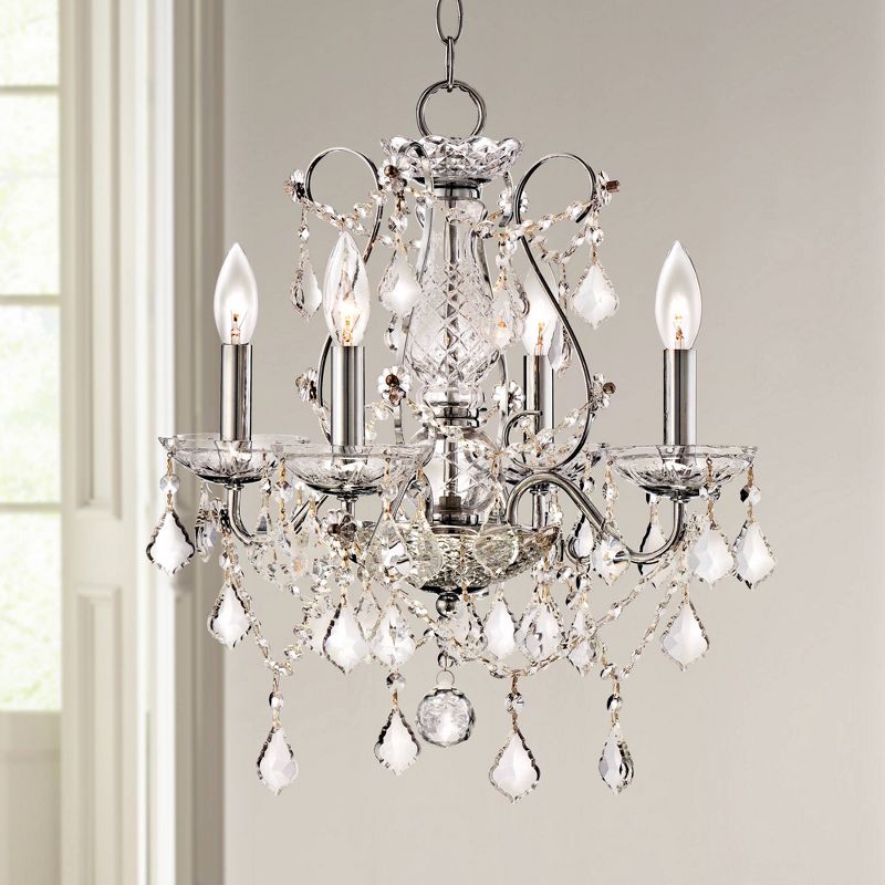 Vienna Full Spectrum Chrome Chandelier 17" Wide Clear Crystal 4-Light Fixture for Dining Room House Foyer Kitchen Island Entryway